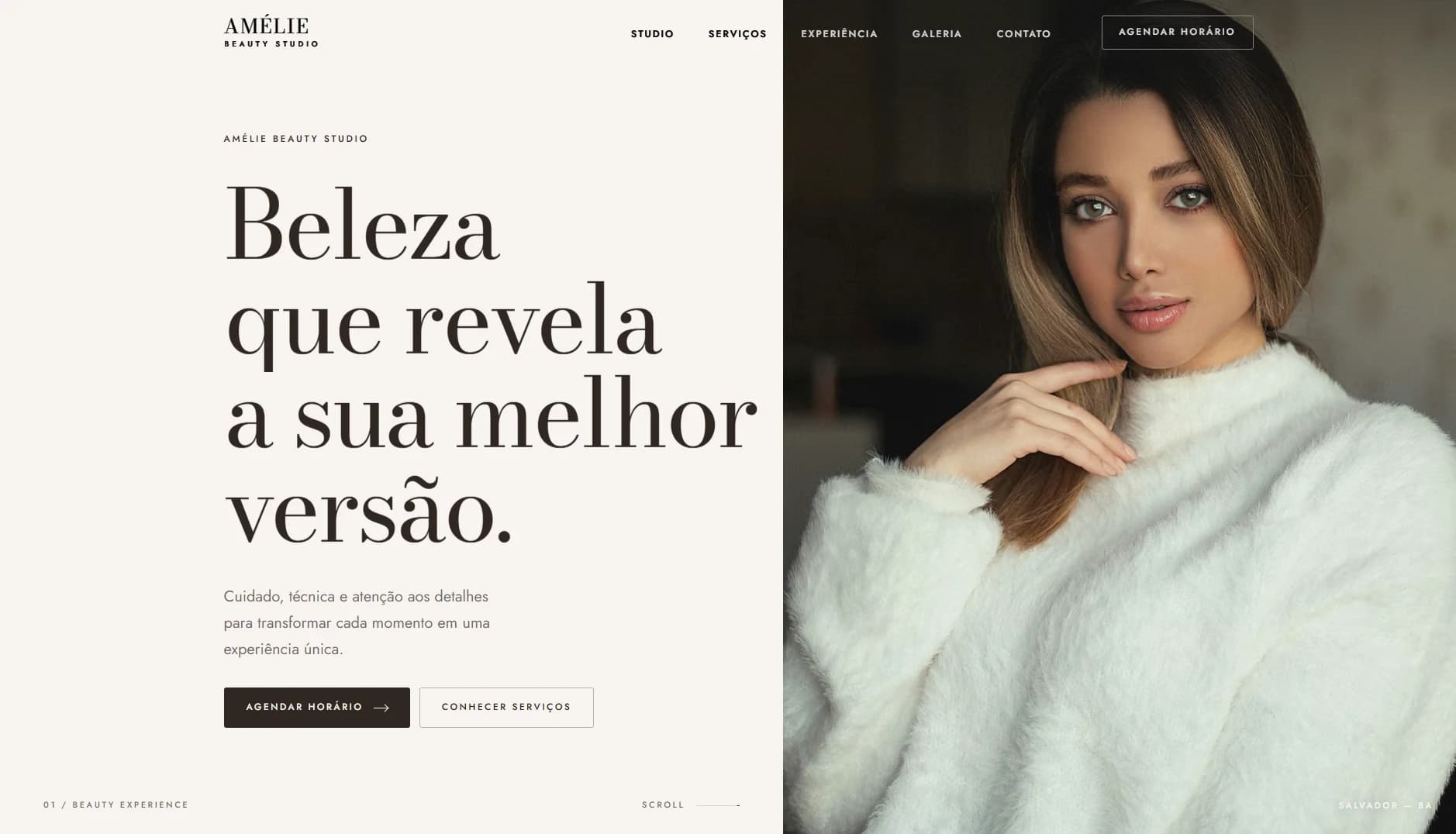 Prévia do site AMÉLIE Beauty Studio